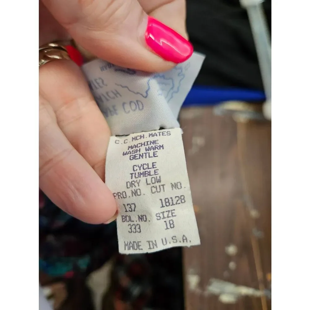 Cape Code Match Mates Vintage 80's Pink Floral Skirt Womens size 18